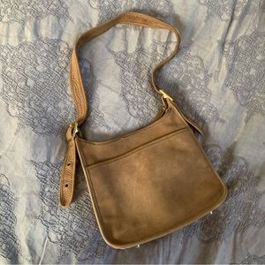 Vintage Coach Shoulder Bag Taupe Leather